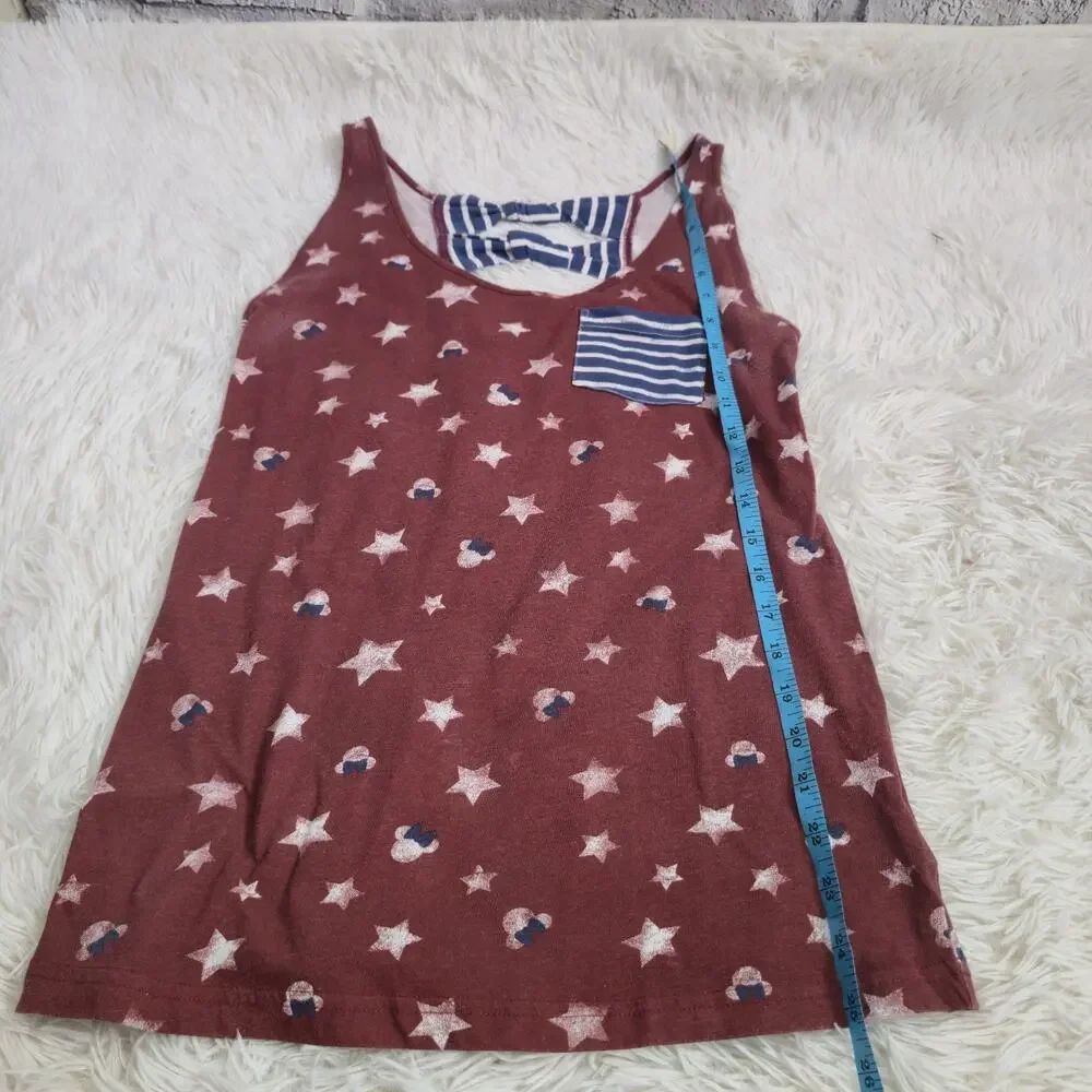 Disney Women's Patriotic American Flag Stars & Stripe Minnie Mouse Tank